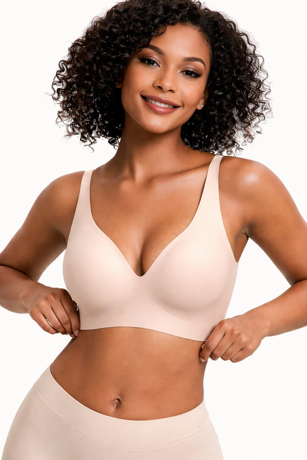 Jelly Wireless Womens Comfortable Wireless Bras Push Up Bralettes Seamless Tshirts Bras Deep V Everyday Bras
