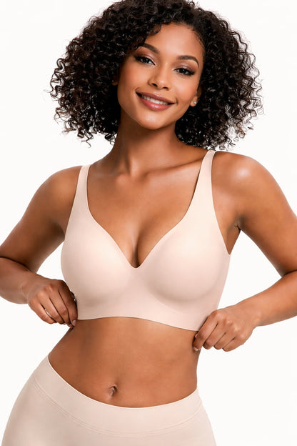 Jelly Wireless Womens Comfortable Wireless Bras Push Up Bralettes Seamless Tshirts Bras Deep V Everyday Bras